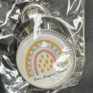 Rainbow Keychain with Inspirational Message LOVE INSPIRE TEACH new keychain